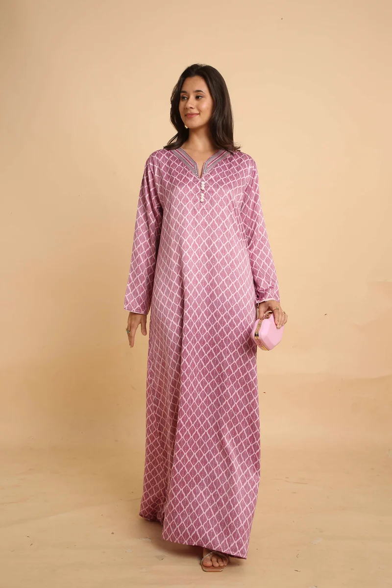 HANA & SARA Modest Arabic Jalabiya Dress with Elegant Long Sleeves Design